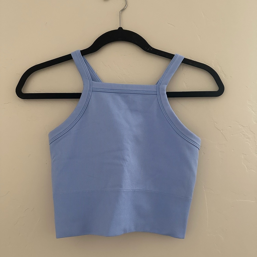 Athleta Aurora Seamless High Neck V Back Tank Top-Swallowtail Blue